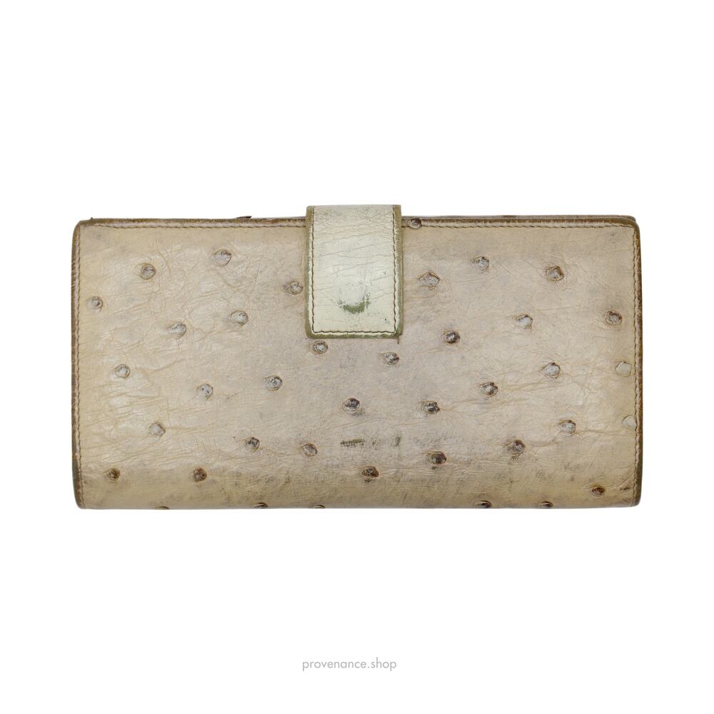 🔴 Gucci Horsebit Long Wallet - Ivory Ostrich Leather - Picture 2 of 10